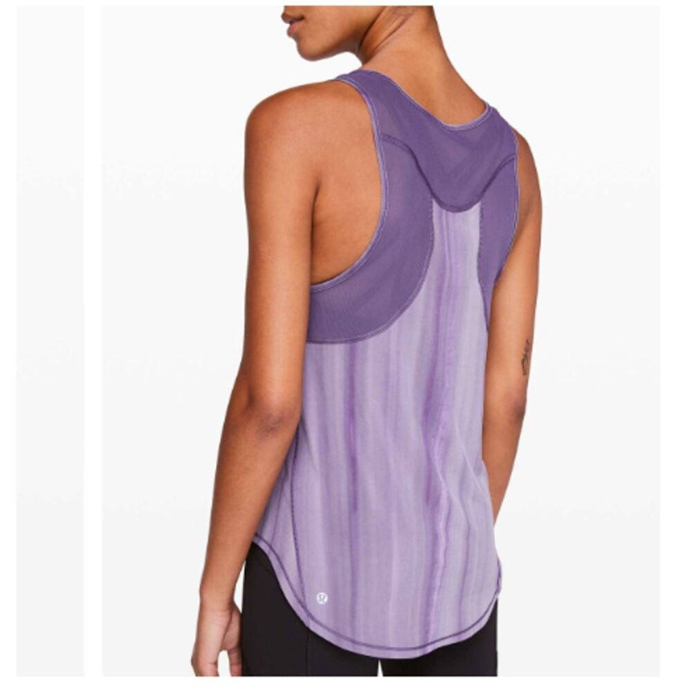 Lululemon Sculpt Tank Top Brushed Spray Dye White Purple Ink | Size 8 - Picture 4 of 7